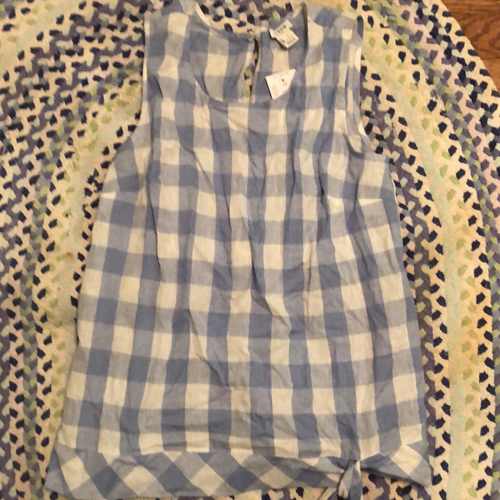 J Crew plaid blue and white shirt. Size 0